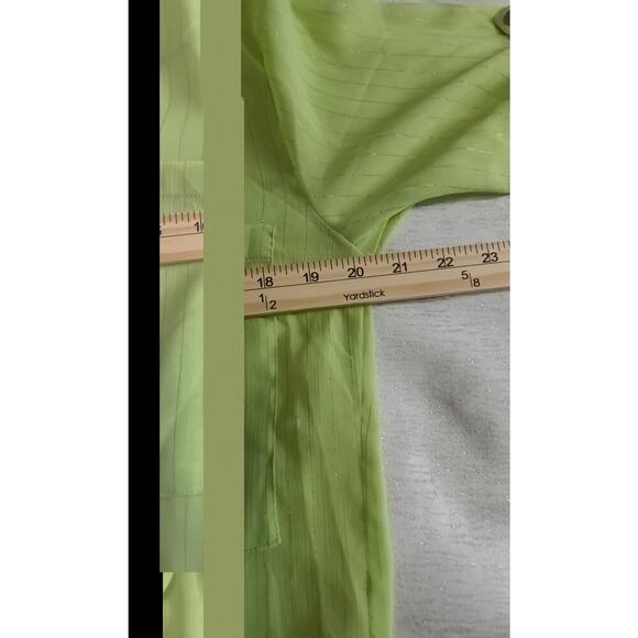 Arden B Y2K Sheer blouse Light Green Work Wear Office Lagenlook Size large - Picture 4 of 12